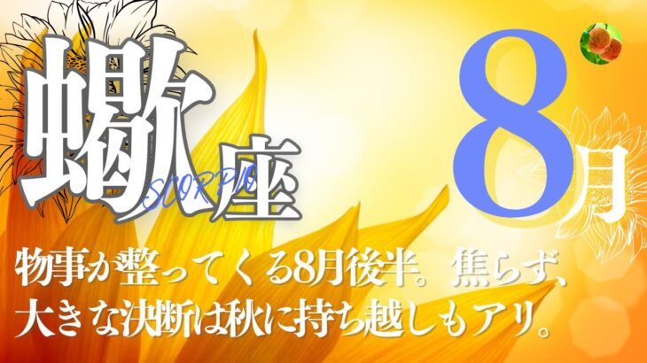 蠍座♏8月★物事が整ってくる8月後半。焦らず、大きな決断は秋に持ち越しもアリ。