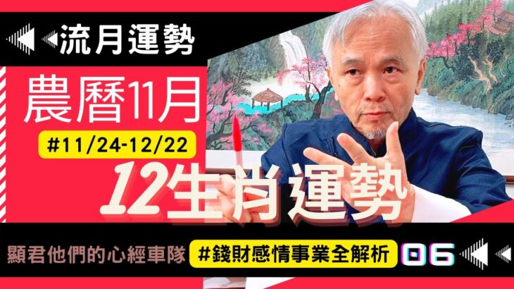 【流月運勢】2022農曆十一月十二生肖運勢(11/24~12/22)；紫微斗數，錢財感情事業全解析！流月運勢完整版請至會員區觀賞－顯君他們的心經車隊【CC字幕】