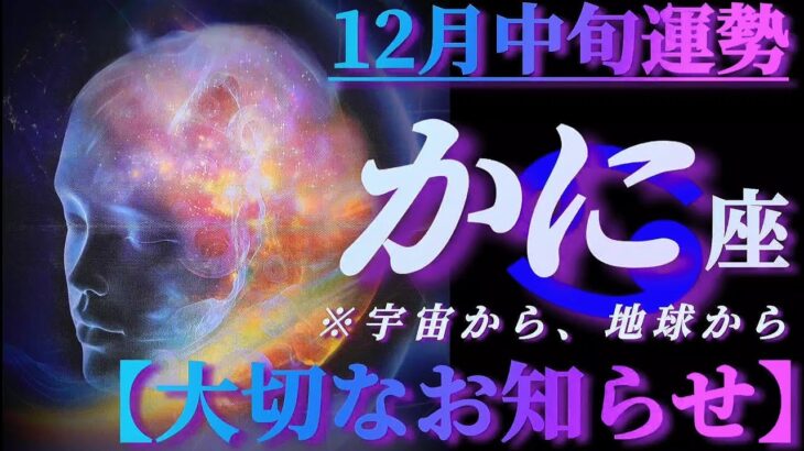 【蟹座♋12月中旬運勢】宇宙とガイアからアナタ様へ、大切なお知らせがございます🤗　✡️4択で📬付き✡️　❨タロット占い❩