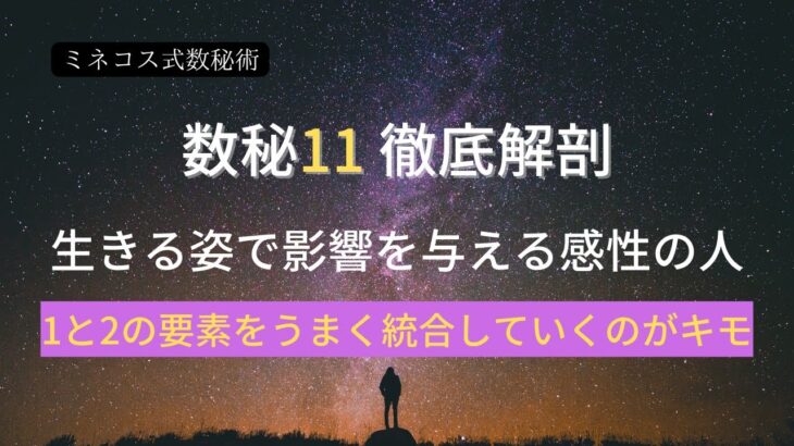 【ミネコス式数秘術26】数秘１１　徹底解剖　生きる姿で影響を与える感性の人　１と２の要素をうまく統合していくのがキモ