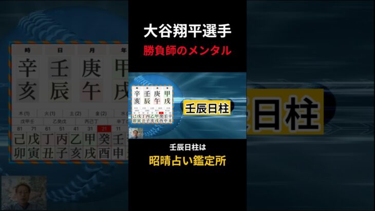 【四柱推命 あきはる】勝負師のメンタル 壬辰日柱 #shorts #大谷翔平選手