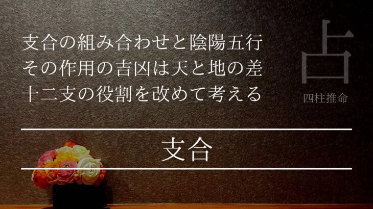 貴方という日干にとってその支合は本当に吉ですか？