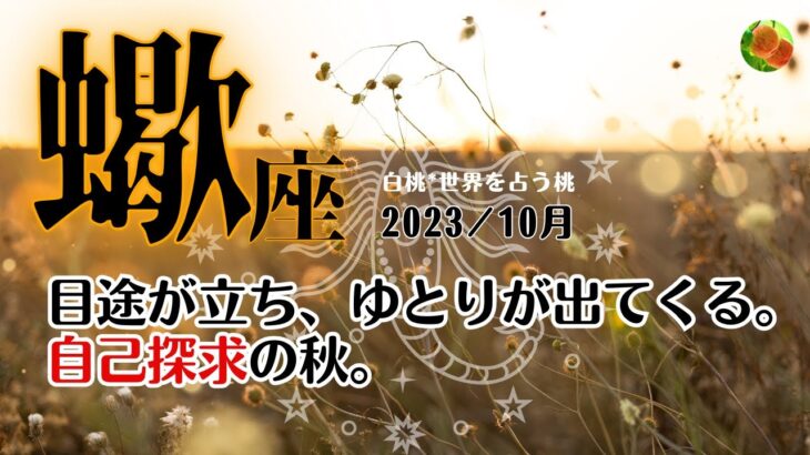 蠍座♏2023年10月★目途が立ち、ゆとりが出てくる。自己探求の秋。