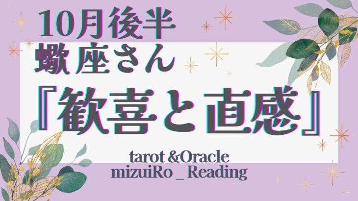 【蠍座】“最幸の波” 来た!!!「心のまま」進んでくださいね💗  仕事運 /対人運 /恋愛運・家庭運/全体運/星座別リーディング/タロット占い/10月後半