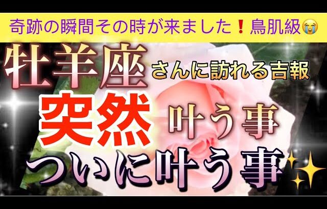 牡羊座🦋【超鳥肌級😭】今までの努力が報われる時✨今がどんな状況でも一変する奇跡の可能性🌈突然叶う事・いよいよ叶う事🌹個人鑑定級#潜在意識#魂の声＃ハイヤーセルフ