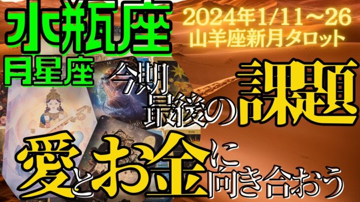 月星座 水瓶座 タロット占い 今期最後の課題！愛とお金に向き合っていこう！山羊座新月期間 2024年1月11日～26日 1月中旬のタロット占い カードリーディング みずがめ座