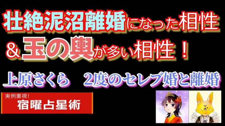 【現実に起きた運命で知る宿曜占星術】実際に壮絶泥沼離婚になった相性＆玉の輿になれる相性　上原さくら　#宿曜占星術　#友衰　#栄親