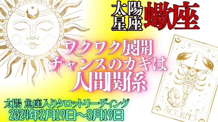 太陽星座 蠍座さん💖〈太陽からの恵みは「チャンス到来」人との関わり方が未来を変える‼〉太陽魚座入り期間 2024年2月19日～3月19日 タロットリーディング　さそり座