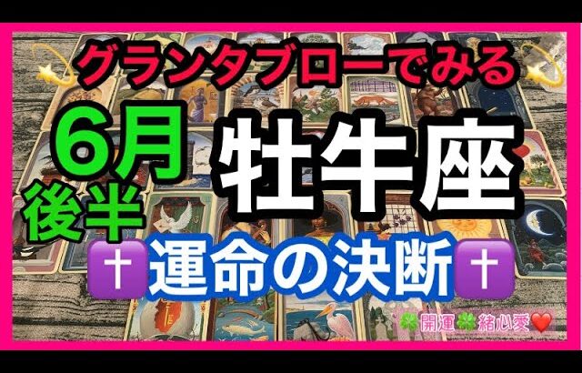 【グランタブローでみる💫】🔯牡牛座さんの6月後半の運勢リーディング🔯運命の決断✝️あなたは、人生を自由に創造します💖ルノルマン・オラクルカードリーディング💕