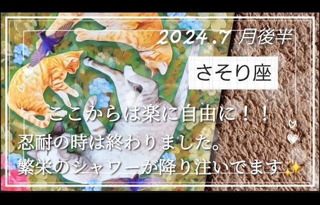 【７月後半🍀】蠍座さんの運勢🌈ここからは楽に自由に！！忍耐の時は終わりです。繁栄のシャワーが降り注いでます✨✨