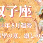 【ふたご座】2024年8月運勢　愛と希望に溢れる夏✨癒しのひと時が訪れます🏖去る者は追わず、来る者は拒まず、新しいご縁に恵まれるとき🌈今必要なことが起こります🌈【双子座 ８月】【タロット】