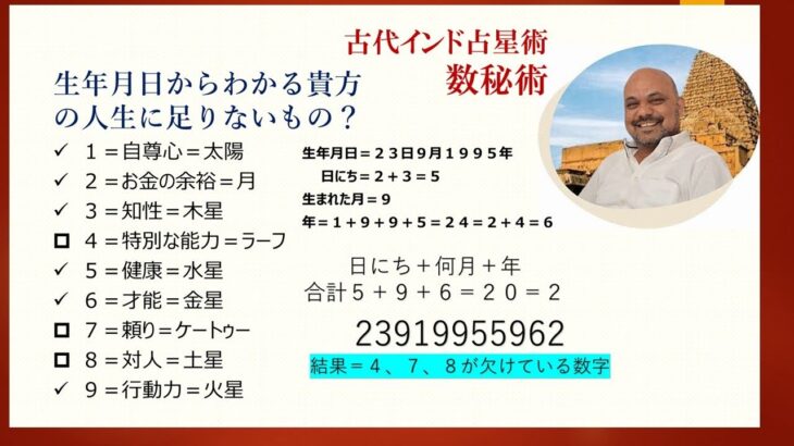 古代インド数秘術ー生年月日から分かる貴方に足りないもの