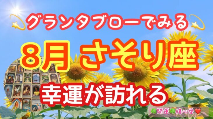 【グランタブローでみる💫】🔯さそり座さんの8月の運勢リーディング🔯チャンスを最大限に活用する🍀あなたは、ありのままで愛される存在❤️ルノルマン・オラクルカードリーディング💕