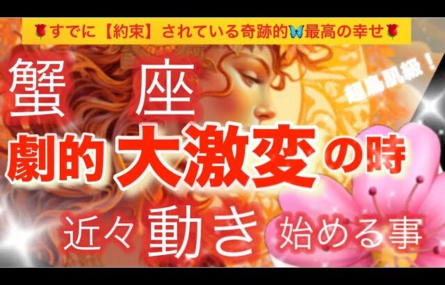 蟹　座🪐【超鳥肌級🦋今迄の努力がついに報われる😭】今がどんな状況でも一変する可能性あり❣️奇跡的幸福を引き寄せる⚡️運気上昇🌈深掘りリーディング#潜在意識#魂の声#ハイヤーセルフ