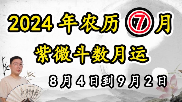 紫微斗数月运2024年8月4日到9月2日，阴历七月