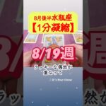 水瓶座♒️ 8月後半【1分凝縮版】→全編動画へはこの上、▶︎のリンクから🧚 #タロット占い #運勢 #星座 #恋愛運 #仕事運 #8月 #tarot #みずがめ座