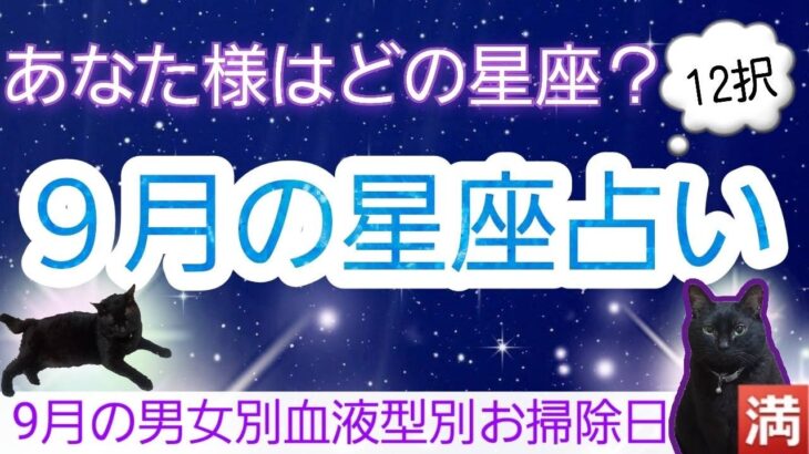 『占いづくし‼️』僕、私の９月はどんな９月？？９月の星座占い🍀〇〇座の人はヤバすぎる‼️〇〇座の人は進展が⁉️そして９月の男女別.血液型別お掃除日とアドバイス‼️#占い　#星座占い　#開運お掃除日