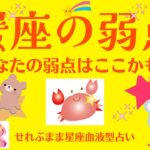 蟹座の弱点、各星座が持っていると言われている弱点を探っていきます、星座占いと血液型占いでわかる 性格とあの人との相性 せれぶまま星座血液型占いより