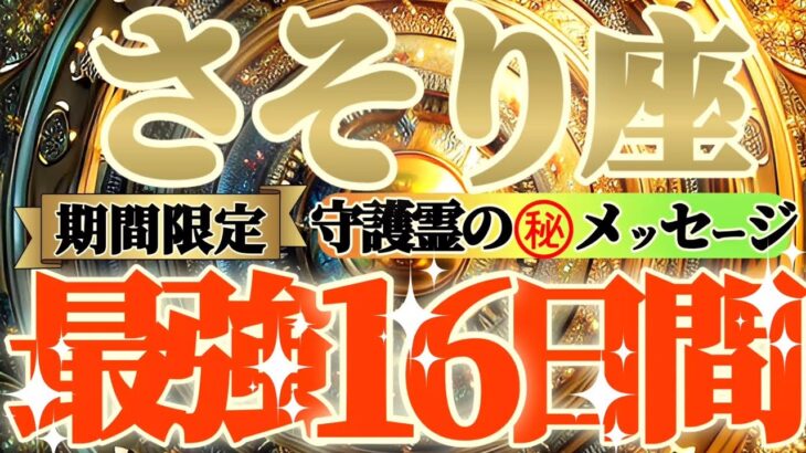 【蠍座♏】期間限定⚠️知ると知らないとでは大違い！！最強16日間の過ごし方で運気激変するよ！　守護霊様からのマル秘メッセージも　【天一天上】神々のシナリオシリーズ