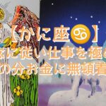 【かに座♋】〜向こう3ヶ月！対人関係・お仕事・お金の事〜　理念に従い仕事を極める　その分お金に無頓着？