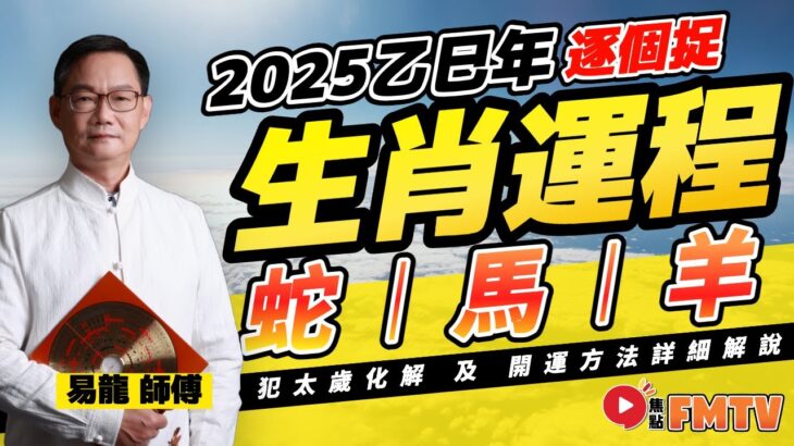 【蛇🐍、馬🐴、羊🐑】易龍師傅預測2025蛇年十二生肖運勢︱2025犯太歲、人緣運、財運、事業運、姻緣運生肖詳講《#易龍知玄機︱第368集》CC字幕︱流年運程︱生肖運勢︱蛇年運程︱FMTV