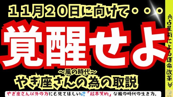 【緊急⚠️】【やぎ座さんへ告ぐ】１１月２０日風の時代突入前に覚醒の準備をせよ。破壊されてもいいんです。何故ならば・・・。