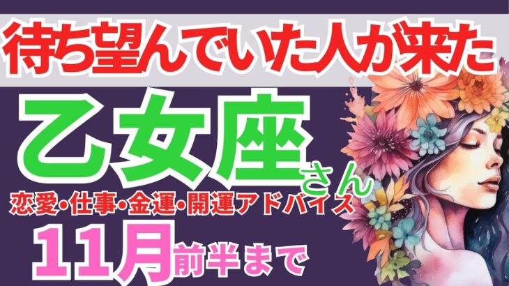 【🌈乙女座さん11月前半運勢】💗やっと待ち望んでいた人が来た！素敵な仲間と豊かさの波へ！恋愛運・金運・幸せ引き寄せメッセージ！【個人鑑定級リーディング】