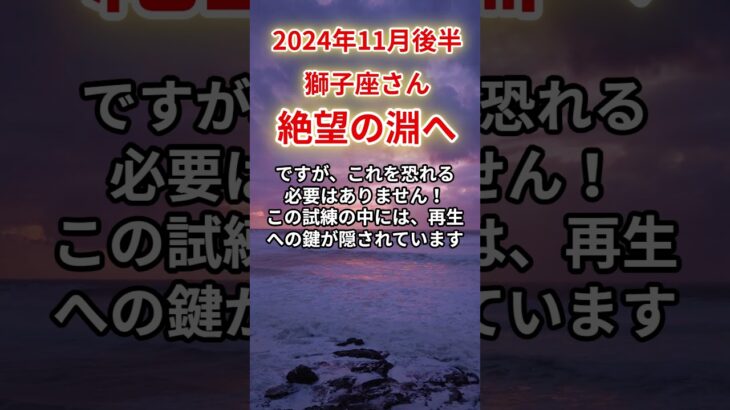 【獅子座】2024年11月後半しし座、絶望の淵から光を見つける運命の試練#獅子座#しし座