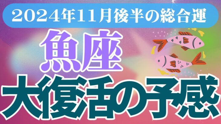 【魚座】2024年11月後半うお座の恋愛運、金運、健康運をタロットと占星術で鑑定