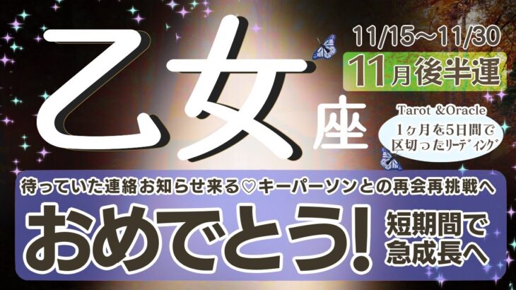 【神回】終盤に一気に伏線回収があります！ステージアップ☆人生の大昇進を迎える方も！ステージを押し上げてくれるキーパーソン♡乙女座さんの格が急激UP周りへ良い影響【乙女座♍️】2024年11月後半運勢