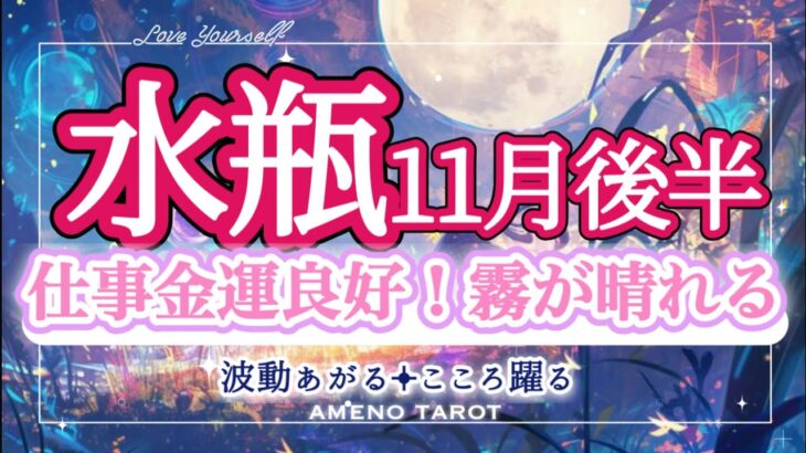 水瓶座【11月後半】仕事金運良好‼️人間関係は苦労が終わる兆し✨よく頑張ったと自分を褒めて🥰モヤモヤが晴れていく🪽