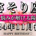 さそり座♏︎2024年11月後半 お誕生日おめでとうございます㊗️🎂🎊長年の不安が解け太陽が昇る☀️