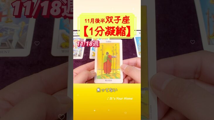 双子座♊11月後半【1分凝縮版】→全編動画へはこの上、▶︎のリンクから🧚 #タロット占い #運勢 #星座 #恋愛運 #仕事運 #11月 #tarot #ふたご座