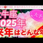 牡牛座🪐【2025年予祝㊗️】驚愕🤗鳥肌級の神展開⚡️連発🎇今迄の人生の努力や苦労や経験が報われて覚醒し波に乗る年到来🎊先読み深掘りリーディング#2025年#潜在意識#牡牛座