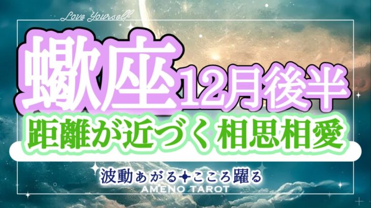 蠍座12月後半🪽ピッタリハマる感覚💗距離が近づく✨相思相愛エネルギー🌈‼️