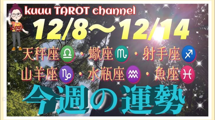 どうなる⁉️【12/8〜12/14週間リーディング】天秤座♎️蠍座♏️射手座♐️山羊座♑️水瓶座♒️魚座♓️#2024 #星座別 #タロット占い