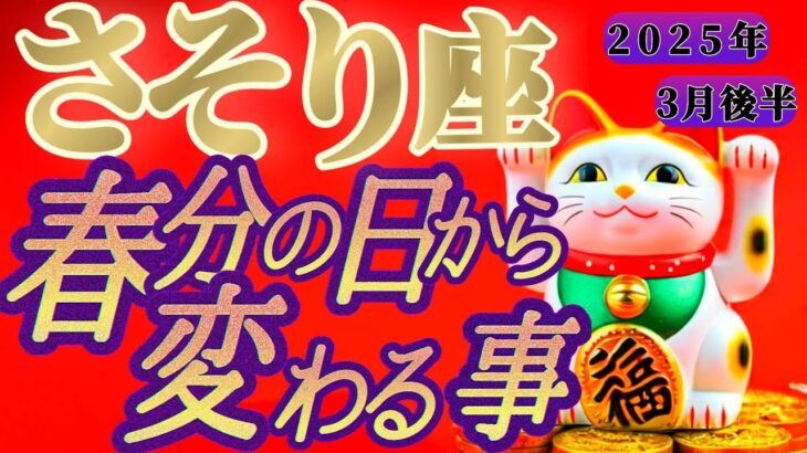 【蠍座♏3月後半】春分の日からの嬉しい変化💐最強の幸運招きと円満のエネルギーでホクホクです👑　✡️キャラ別鑑定付き✡️