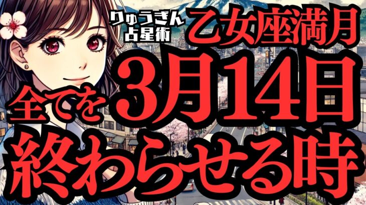 【緊急配信】3月14日。乙女座満月🌕すべてを終わらせる。昨年からの積みあがった‼️ことを手放しをする時。西洋占星術