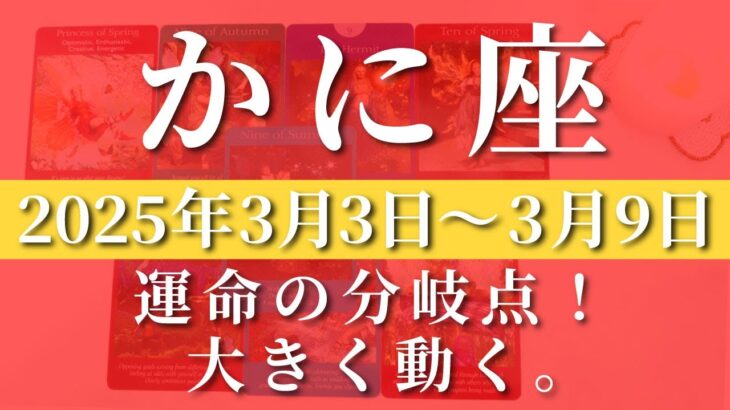 【 かに座 ♋ 】週間リーディング( 2025年 3月3日の週)運命の分岐点！大きく動く✨ 蟹座 タロット占い