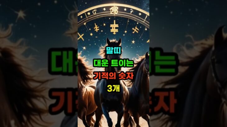 말띠 대운 트이는 기적의 숫자 3개 #말띠운세 #사주명리학 #행운예감 #말띠성공운