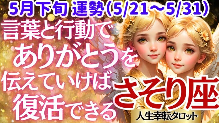 【♏蠍座さん💖5月下旬・後半運勢】〈貴方を支えてくれる周りの人に大きな愛と感謝を伝えよう💖そうすればツラい事も苦しいことも終わります！〉 人生幸転タロットリーディング 占い さそり座 太陽星座・月星座