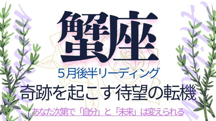 かに座♋️5月後半💫嬉しいニュースと奇跡の展開❗️流されないあなたの強さで世界を切り開く❗️
