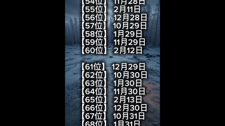 冷徹な人誕生日ランキング#占い #運勢ランキング #数秘術 #占星術 #誕生日ランキング