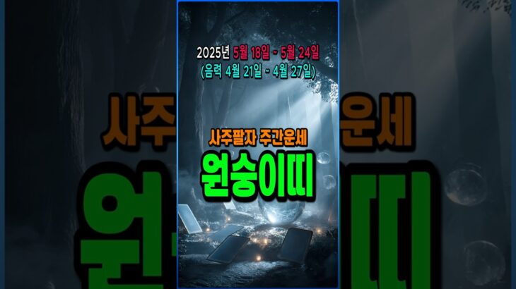 2025년(乙巳年) 5월(辛巳月) 넷째 주, 이번주 원숭이띠 사주팔자 운세
