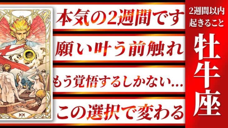 【覚悟必須】ええっ、やばい！牡牛座さん、2週間以内に“すべてが動き出す”瞬間が来ます。選ぶのは、あなたです【運勢タロット占い】