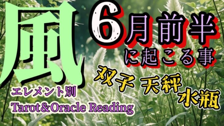 6月前半【風のエレメント、双子座♊天秤座♎水瓶座♒】変化の始まり…そして徐々に明らかに！あるがままに温かく包み込むゆとりを持ったあなたがいい。我慢せず柔軟に。どんな言葉より胸の鼓動が教えてくれるよ