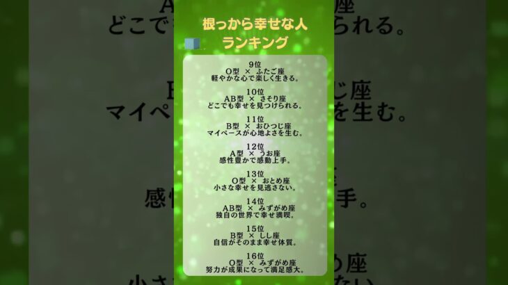 星座✖︎血液型　根っから幸せな人ランキング　#占い