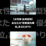 【女性版 血液型別】あなたの「恋愛優先順位」まるわかり! #shorts #血液型占い #恋愛の優先順位 #恋愛心理 #カップル #恋愛血液型占い #西野カナ