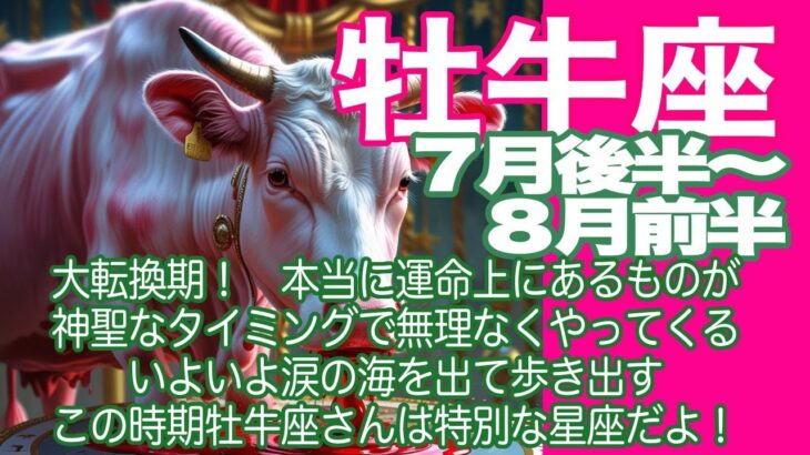 牡牛座♉️７月後半〜８月前半＊大転換期！　本当に運命上にあるものが　神聖なタイミングで無理なくやってくる　いよいよ涙の海を出て歩き出す　この時期牡牛座さんは特別な星座だよ！＊魂のリーディング