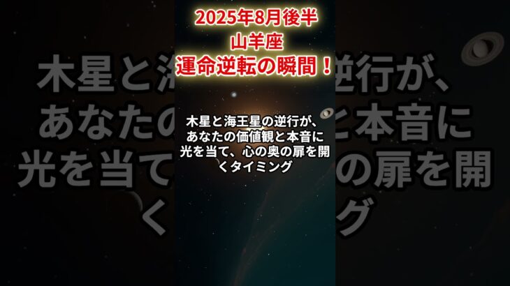 【山羊座】2025年8月後半やぎ座の運勢「運命逆転の瞬間！」#山羊座 #やぎ座 #山羊座の運勢